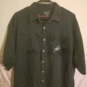 Bamboo Cay Bird of Paradise Embroidered Button-Up